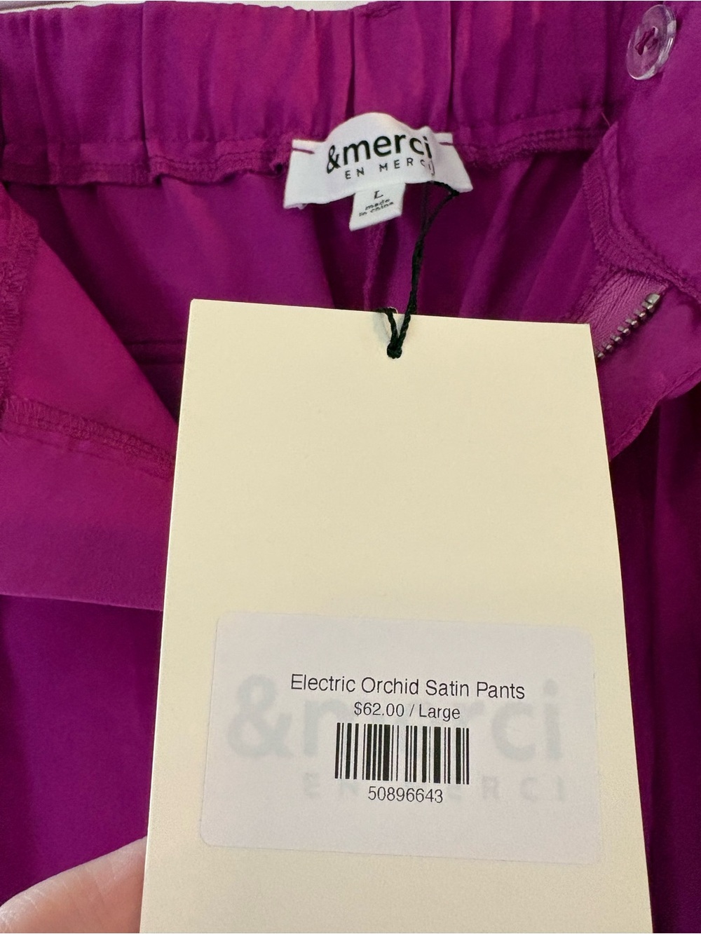 &Merci Electric Orchid Satin Cargo Pants